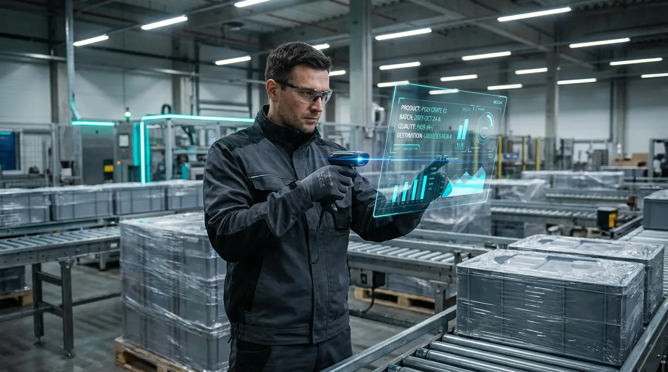 оператор проверяет упаковку и штрих код на панели