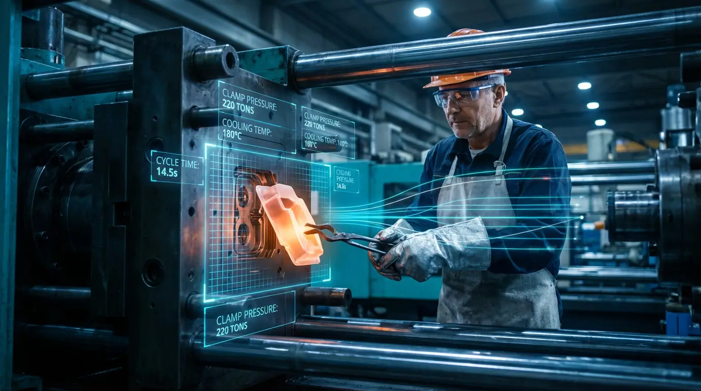 Промышленное производство пластиковых изделий и форм для литья в Москве: полный обзор и практические советы рабочий снимает горячую пластиковую деталь со станка